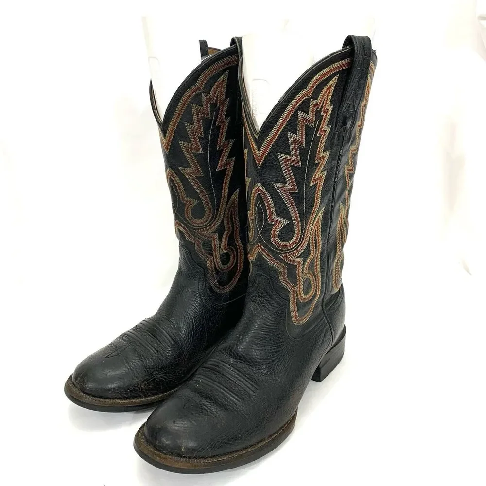 Ariat  38605 Black Leather Boots Red/Gold Stitching Men’s Size 7.5 D